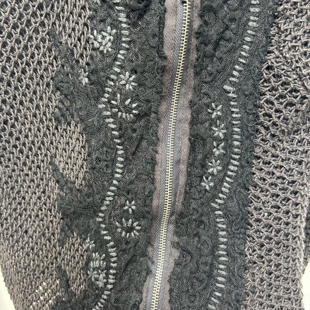 Free People Femme Fatale Knit Moto Zip Cardigan Open Knit Sweater small - Picture 7 of 10